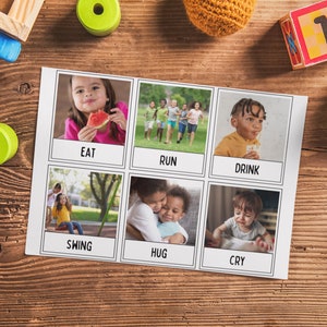 30 Printable Verbs Flashcards Real Photo Pictures Kids Montessori Materials Teacher Child Learn Educational Flash Cards Digital Download PDF