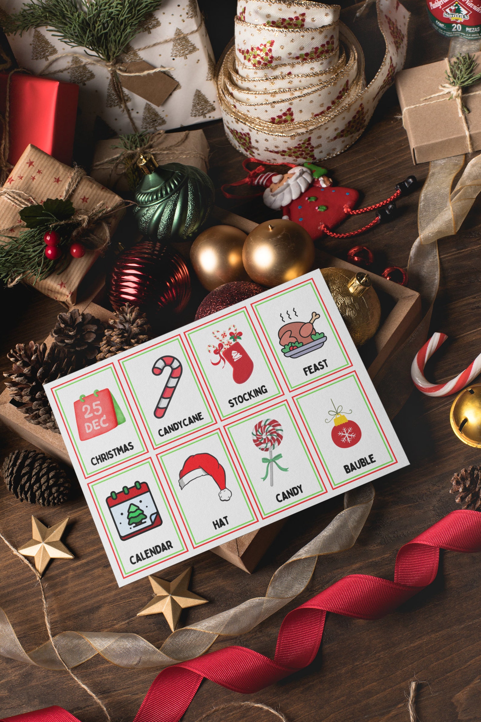 40 Printable Christmas Flashcards Set for Kids Learning Xmas Etsy