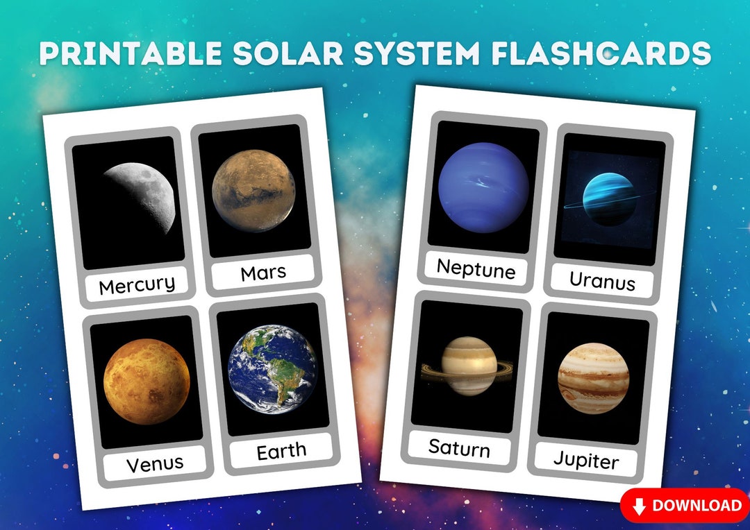 Printable Solar System Flashcards 8 Planets Space Science Resources ...