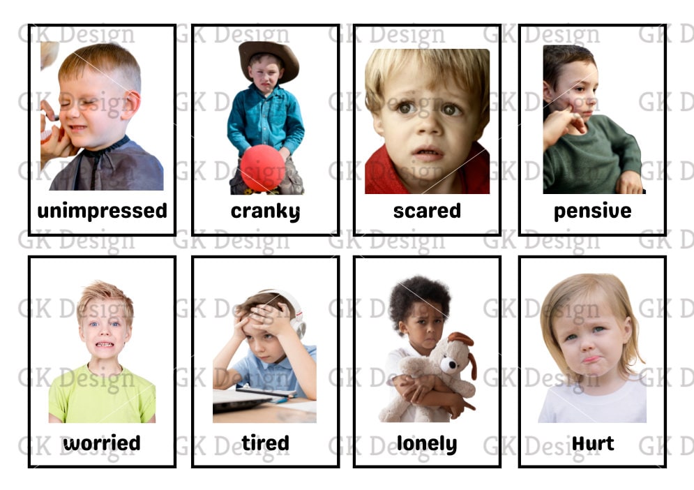 24 Printable Emotional Flashcards Real Kids Photo Chart Flash Card ...
