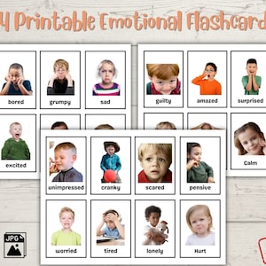 24 Printable Emotional Flashcards Real Kids Photo Chart Flash Card ...