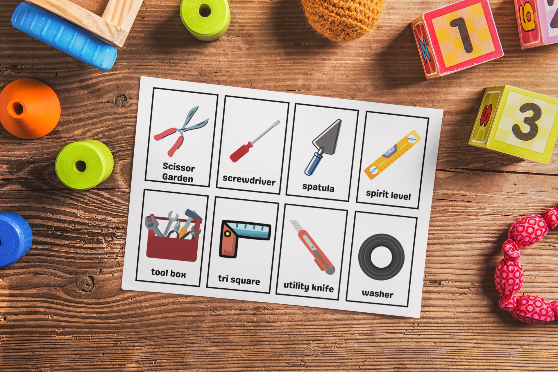 Printable Tools Flashcards set of 40 Montessori Flash Cards Nomenclature Educational Kids ...