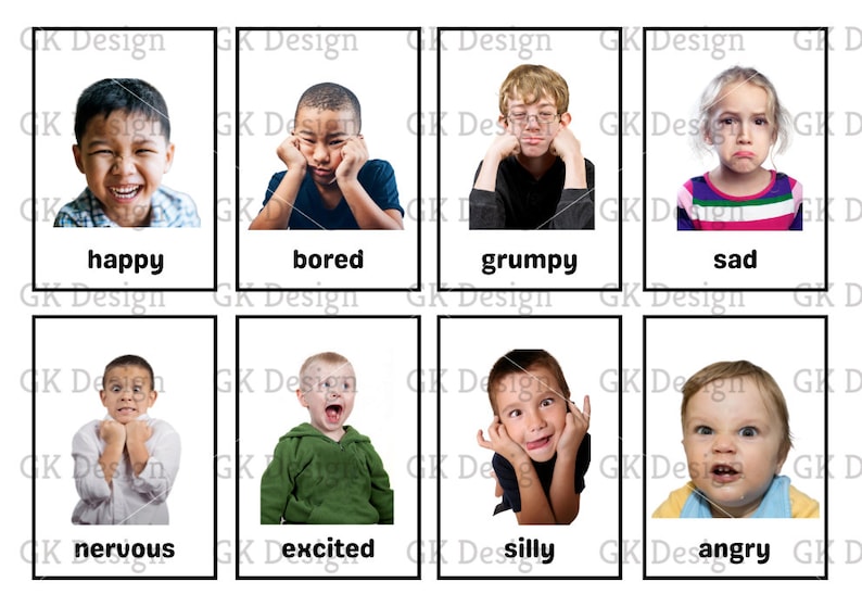 24 Printable Emotional Flashcards Real Kids Photo Chart Flash Card ...