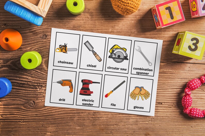 Printable Tools Flashcards set of 40 Montessori Flash Cards
