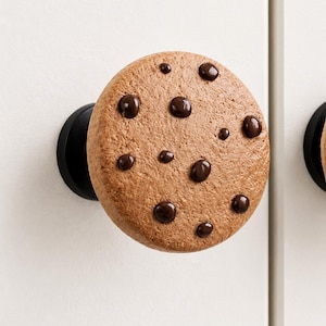 Handmade Chocolate Chip Cookie Cabinet Knob – Whimsical Polymer Clay Drawer Pull