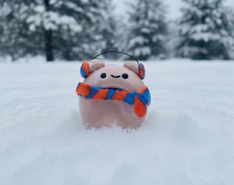 Handmade Polymer Clay Worry Stone – Winter Scarf Pocket Friend