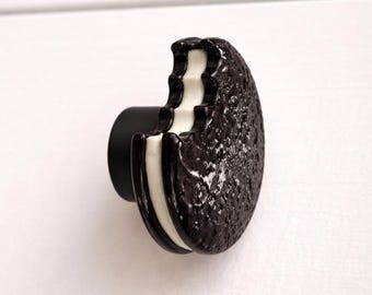 Handmade Polymer Clay Sandwich Cookie Knob | Whimsical Kitchen Hardware