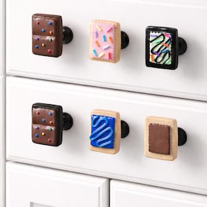 Handmade Toaster Pastry Cabinet Knobs | Polymer Clay Dessert Drawer Pulls | Fun Kitchen Hardware | Whimsical Cabinet Knobs