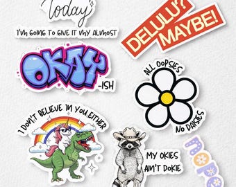 Paquete de imágenes PNG divertidas sobre salud mental / Frases sarcásticas sobre la ansiedad (Descarga digital)