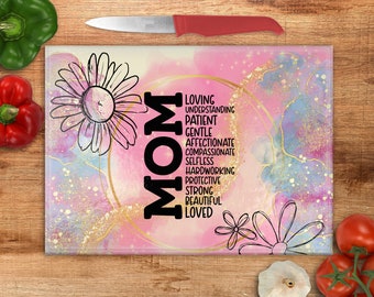 Mothers day Cutting Board Design Download, Mom Glass Cutting Board PNG Printable Digital File