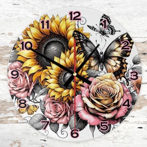 Digital Clock PNG, Sublimation Design, Printable Wall Clock, Sublimation Clock png , Clock Template , Clock Design Sublimation PNG,Butterfly