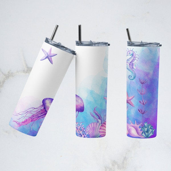 20 oz Skinny Tumbler Sublimation Design Template Under the Sea Horse Ocean Digital Download PNG Instant DIGITAL ONLY