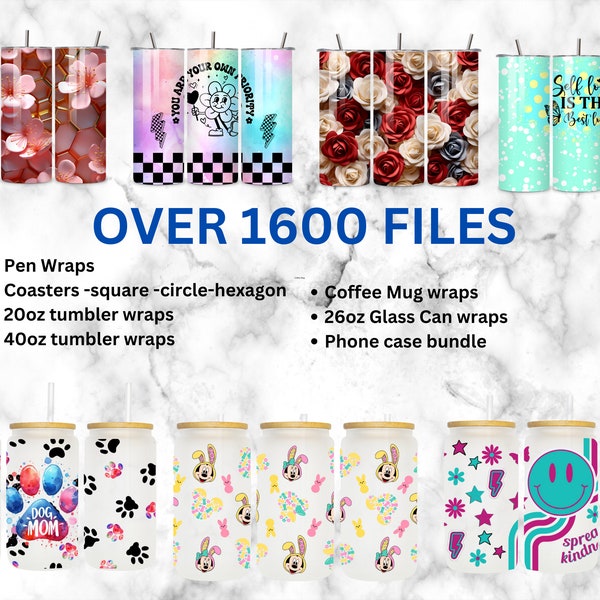 Mega Sublimation Bundle, 20oz Tumbler Sublimation PNG, Phone Case Sublimation PNG, Car Coaster PNG, 1600+ Starter Bundle, Sublimation Png