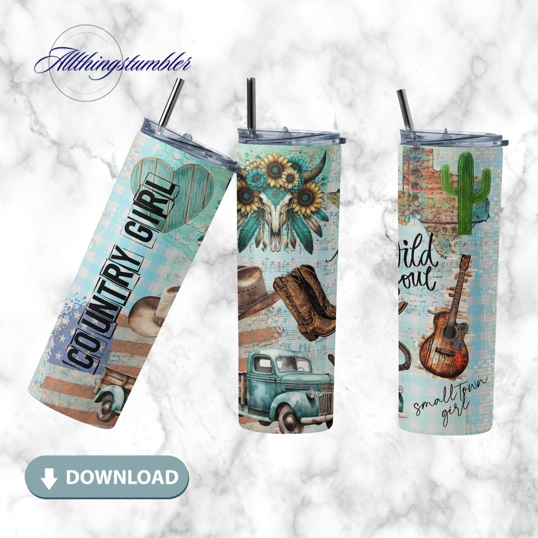 Cowgirl 20 Oz Skinny Tumbler Sublimation Design Digital Download PNG ...