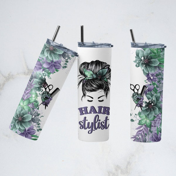 Hair Dresser Stylist Tumbler Wrap PNG Mom Bun Hair Seamless Sublimation Designs Downloads - Tumbler 20oz