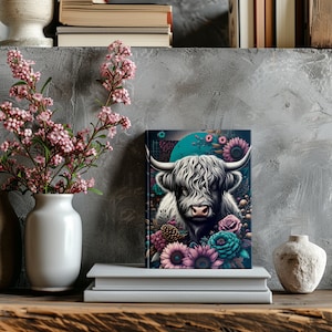Highland Cow Journal Covers PNG Design Sublimation - Printable Planner Cover Notebook Cover - Digital Instant Download- Free Pen Wrap PNG