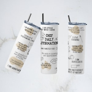 Chef Tumbler Wrap, Daily Affirmations Tumbler Sublimation Design, 20 oz Skinny Tumbler Wrap, Chef PNG
