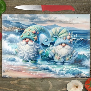 Ocean Gnome Cutting Board Design Download, Beach Glass Cutting Board PNG Printable Digital File, Sublimation Cutting board PNG