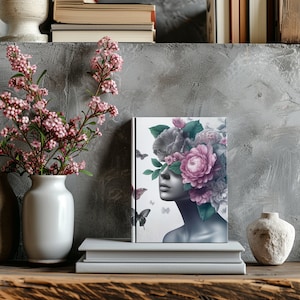 Floral Girl Journal Cover PNG Design Sublimation - Printable Planner Cover Notebook Cover - Digital Instant Download- 8.5x11 Inch