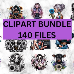 Bad Ass Bitch Clip Art, Girl With Tattoos Art, Commercial Use Clip art,Create Your Own Designs, Sublimation, Personalize Your Designs Bundle