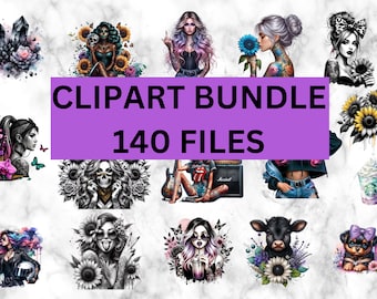 Bad Ass Bitch Clip Art, Girl With Tattoos Art, Commercial Use Clip art,Create Your Own Designs, Sublimation, Personalize Your Designs Bundle