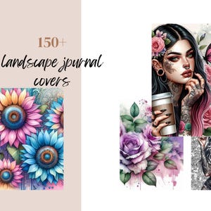 Landscape Journal Cover PNG Bundle, Digital Download, Add your own text, Aesthetic Designs, Journal Cover Bundle, Planners and Notebooks