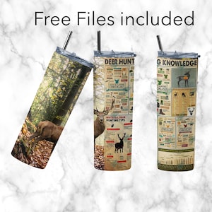 Deer Hunting Tumbler Wrap Sublimation Design - Gift for him - 20oz Skinny Tumbler Wrap