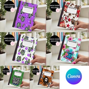 Composition Notebook Covers, Composition Book Cover template, Canva Composition Notebook Designs, Back to School Printable, Digital Download