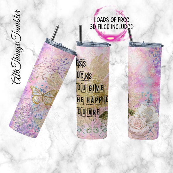 Less Fucks You Give , 20oz Skinny Tumbler Sublimation Designs Tumbler PNG File Digital Download, Sarcastic Quotes PNG