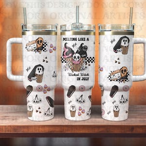 Halloween Ghostie 40 oz Tumbler PNG, Cute Spooky Ghost Wrap, Digital Download for Sublimation, Halloween Tumbler Design, Commercial Use