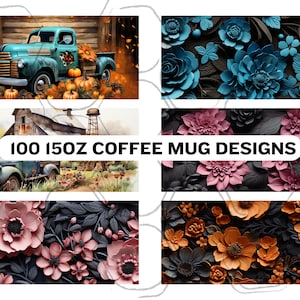 Coffee Mug Bundle 100 digital PNG Mug Designs 15oz  PNG sublimation bundle - sublimation download - sublimation file mugs