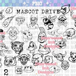 Mascot Clipart PNG Bundle | Sports Mascot Sublimation Graphics | Cartoon Animal Mascots | Digital Download, Vol 1 and 2