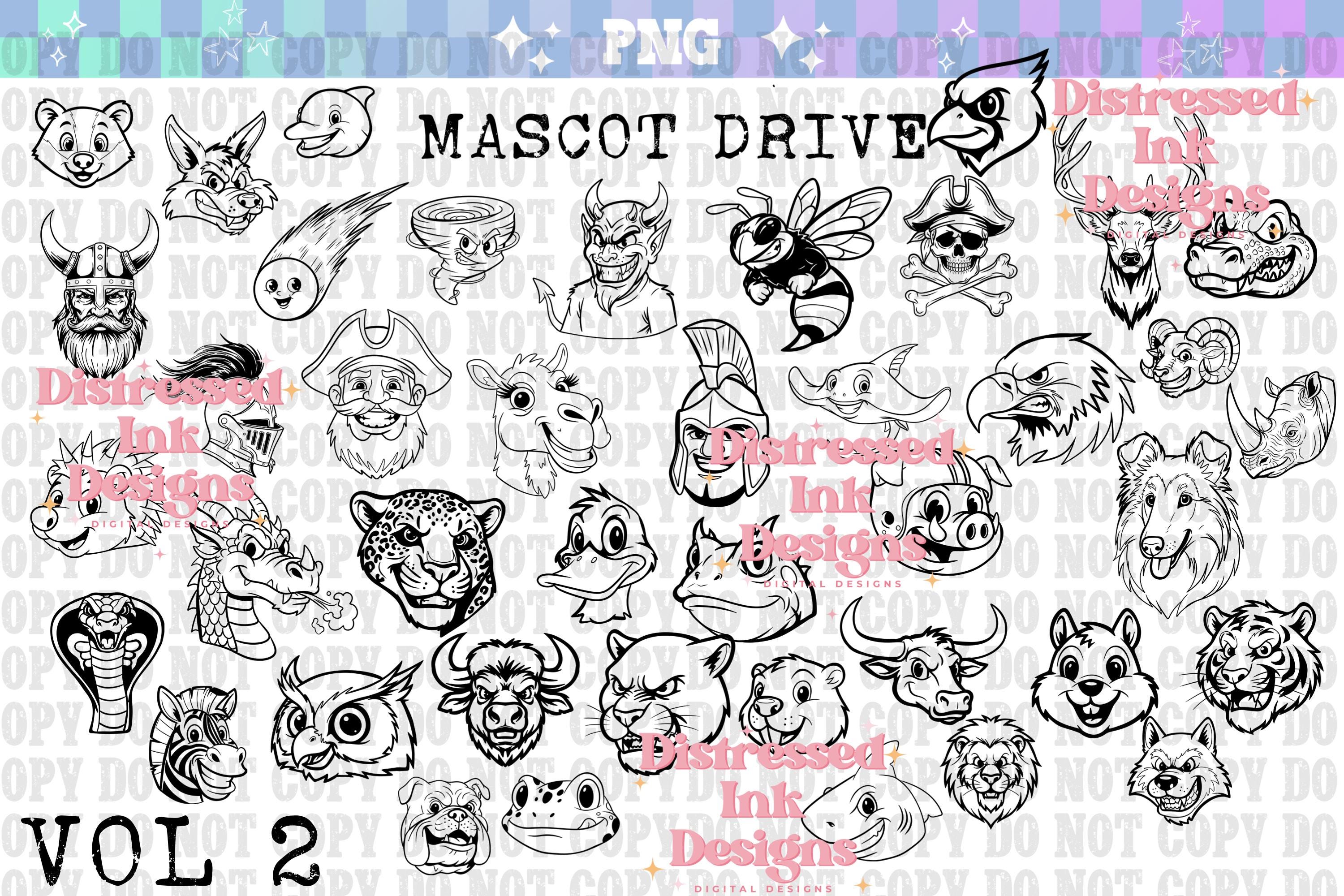 Mascot Clipart PNG Bündel | Sport Maskottchen Sublimationsgrafiken | Cartoon Tier Maskottchen | Digital Download, Vol 1 und 2