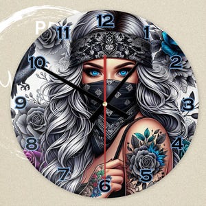 Digital Clock PNG, Sublimation Design, Printable Wall Clock, Sublimation Clock png , Clock Template , Clock Design Sublimation PNG, Girl