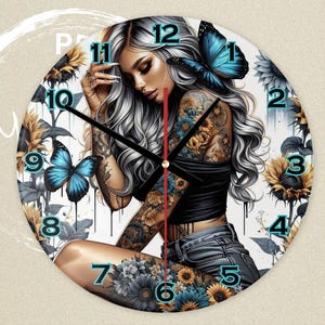 Digital Clock PNG, Sublimation Design, Printable Wall Clock, Sublimation Clock png , Clock Template , Clock Design Sublimation PNG, Girl