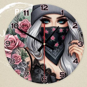 Digital Clock PNG, Sublimation Design, Printable Wall Clock, Sublimation Clock png , Clock Template , Clock Design Sublimation PNG, Girl
