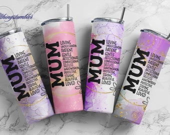 20oz Mother's Day Tumbler png Skinny Tumbler Straight  sublimation wrap PNG Digital Download, Mum Tumbler PNG Bundle