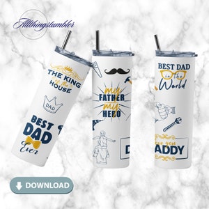 Dad Father's Day Tumbler PNG, Gift for Dad Fathers Day Tumbler Sublimation Design Download, Seamless 20oz Skinny Tumbler PNG, Daddy