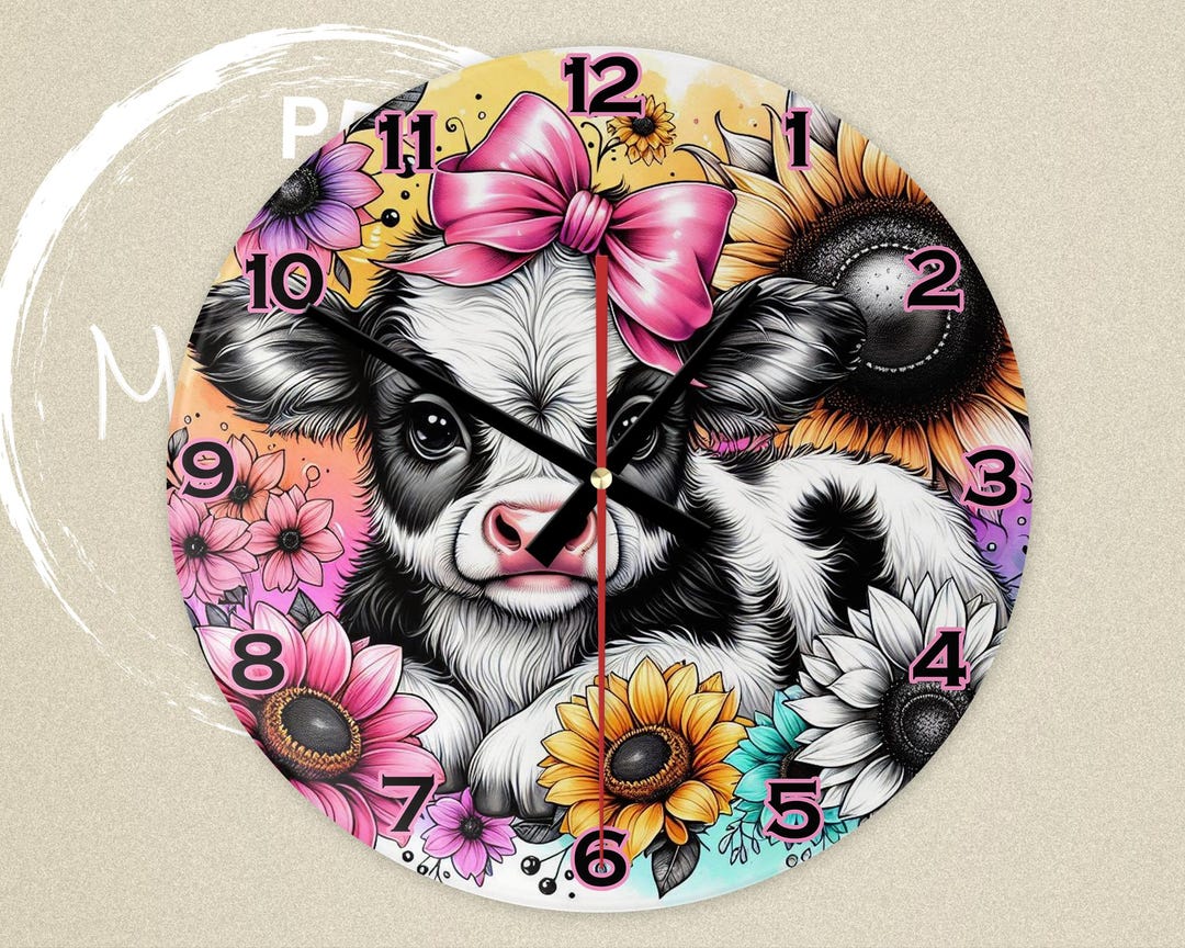 Digital Clock PNG, Sublimation Design, Printable Wall Clock