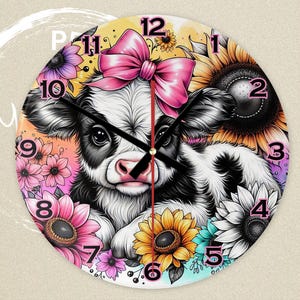Digital Clock PNG, Sublimation Design, Printable Wall Clock, Sublimation Clock png , Clock Template , Clock Design Sublimation PNG, Cow