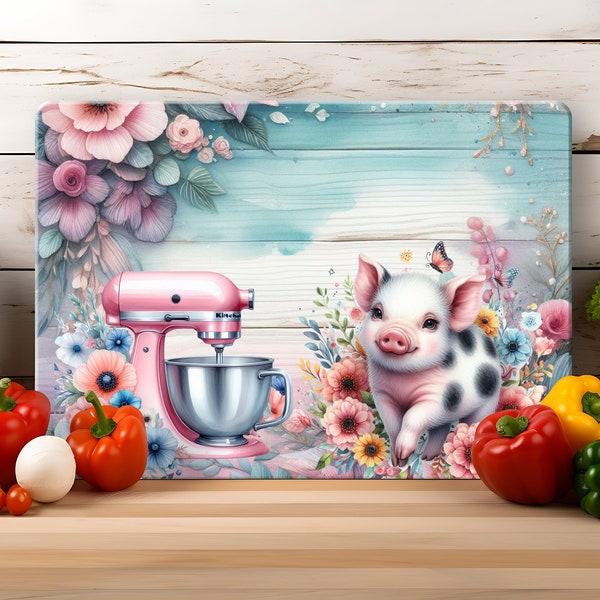 Mixer Pig Cutting Board Design Download, Highland Cow Glass Cutting Board PNG Printable Digital File