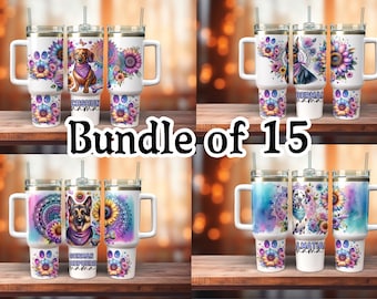 Dog Bundle 40oz Tumbler Wrap png, Watercolor 40oz Tumbler Wrap Template, Beagle mama Sublimation 40oz wrap, Pastel Dog PNG, dog mama PNG