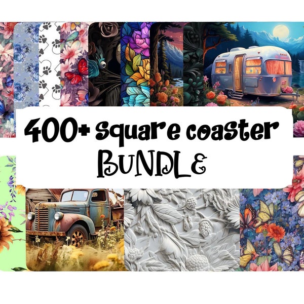 Square coaster Bundle Now 400+  sublimation design digital PNG Coaster Designs