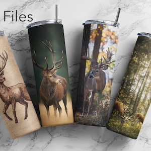 Deer Hunting Tumbler Wrap Sublimation Design - Gift for him - 20oz Skinny Tumbler Wrap