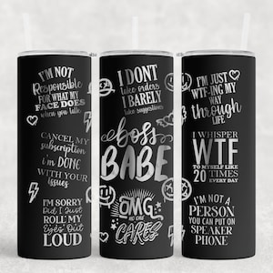 Sarcastic 20oz Tumbler SVG File for Laser Engraving | Funny Quote Design | Engraved Tumbler SVG | Sassy, Witty, and Humorous SVG Cut File