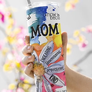 Vaso para el día de la madre de 20 oz PNG Vaso delgado Envoltura de sublimación recta PNG Descarga digital, Diseño sin costuras