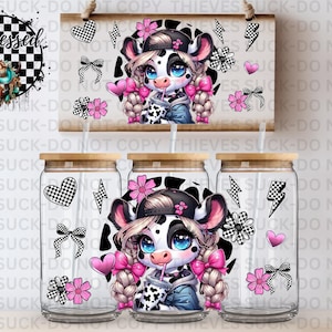 16 Unzen Libbey Dosenverpackung PNG | Niedliches Kuh Sublimations Design | 16 Unzen Wrap Digitaler Download | Clipart für Tumbler Sublimation | Kuh Druck PNG