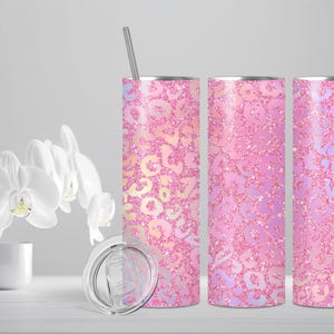 Pink Cheetah Glitter Valentines 20oz Tumbler Wrap, Pink Cheetah, Sublimation Prints, Digital Download Sublimation, Cheetah PNG