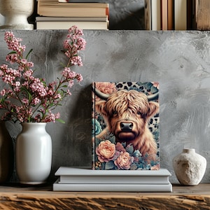 Highland Cow Journal Covers PNG Design Sublimation - Printable Planner Cover Notebook Cover - Digital Instant Download- Free Pen Wrap PNG