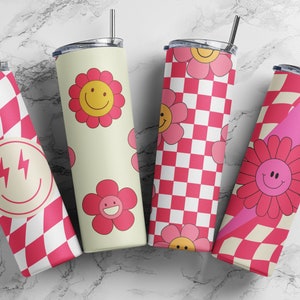 Retro daisy’s 20 oz Skinny Tumbler PNG Sublimation Bundle Design Digital Download